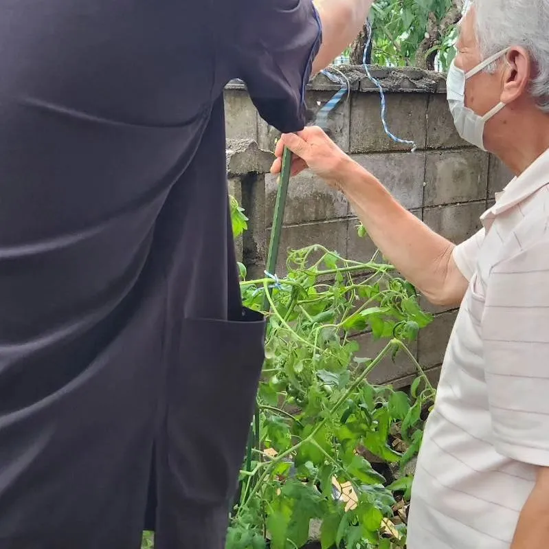 大雨の後の畑の手直しですが、ご利用者さんにも指導して頂きまし...